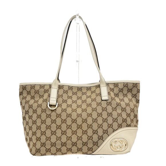 GUCCI GG Logo Abbey Shoulder Bag Canvas Leather Brown White GHW Italy 87EF317 - Picture 1 of 16
